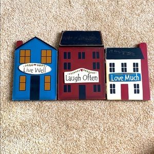 Three cute folding wooden houses